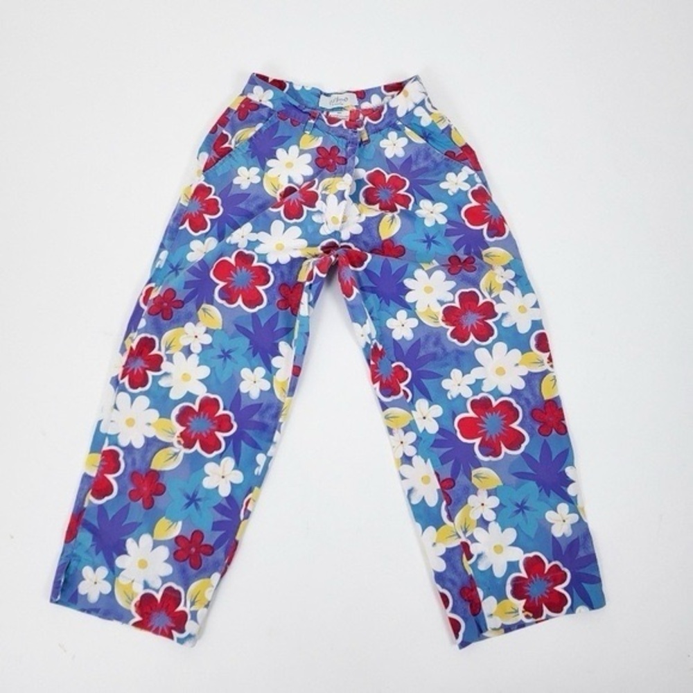 90s Floral Capris High Rise Cropped Tapered